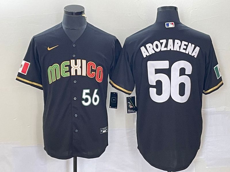 Men 2023 World Cub Mexico 56 Arozarena Black Nike MLB Jersey6